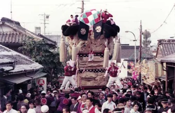松神子太鼓台（昭和49年：多喜浜駅前付近）